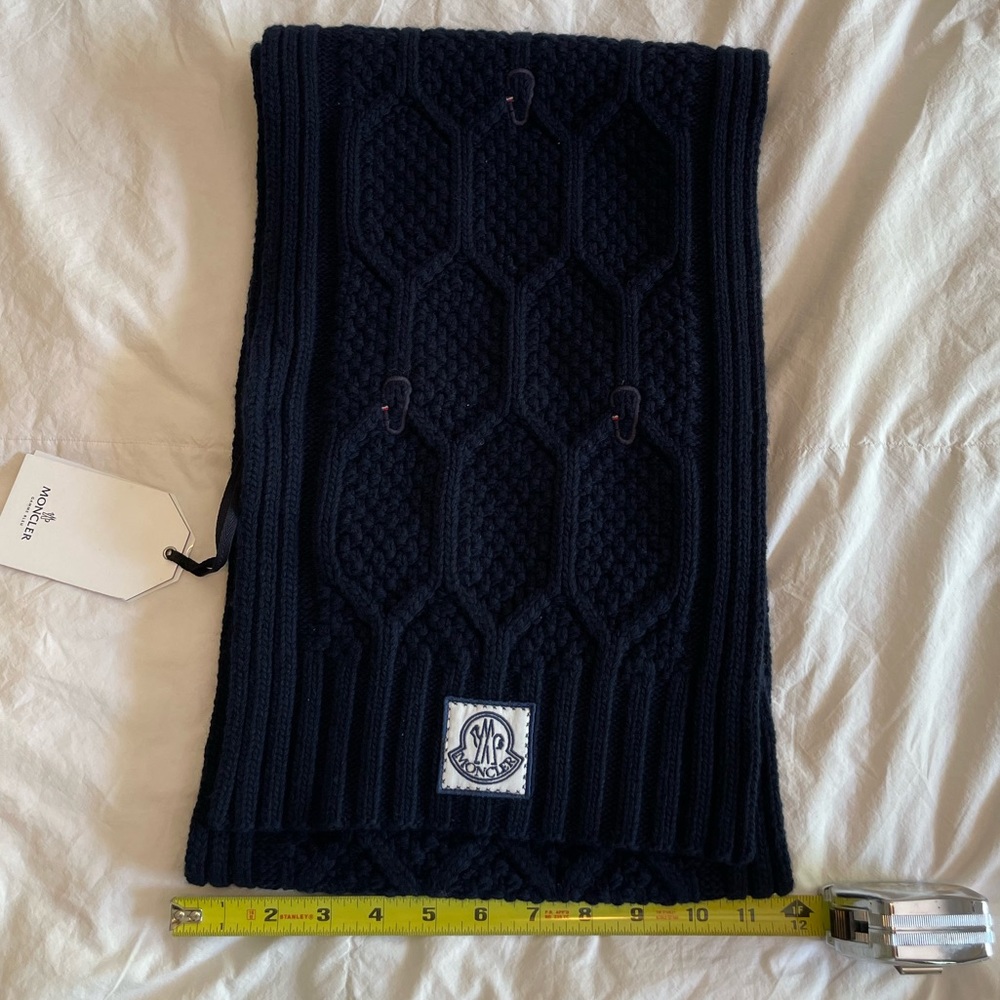 Navy Blue Moncler Gamme Bleu Sciarpa Tricot Knitted Scarf